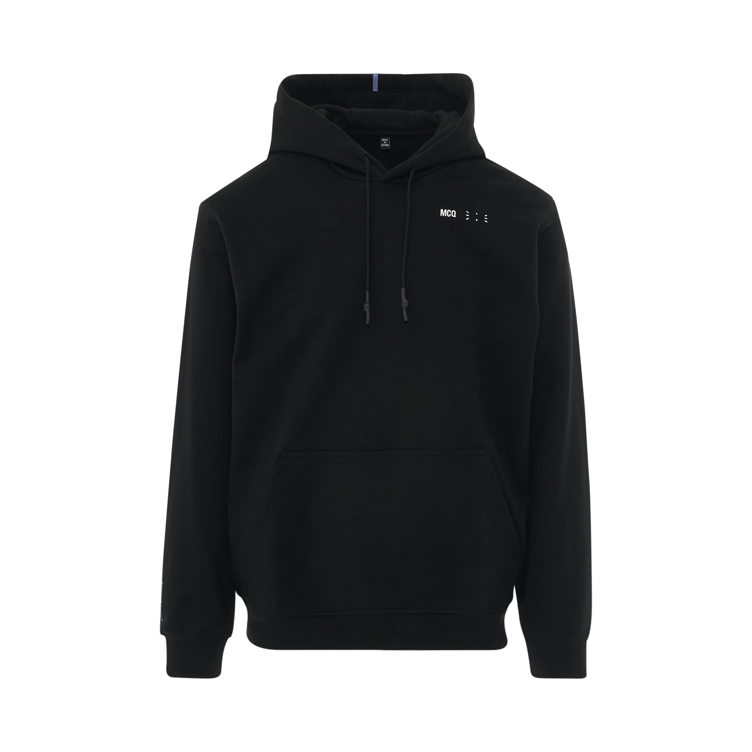 Logo Print Pull Over Hoodie in Black