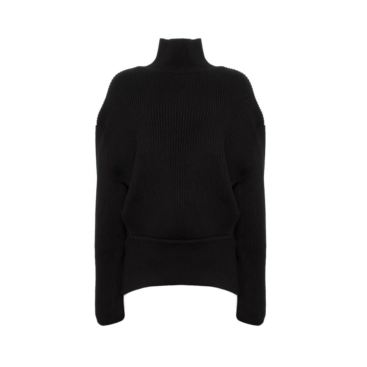 Upside Down Turtleneck Sweater in Black