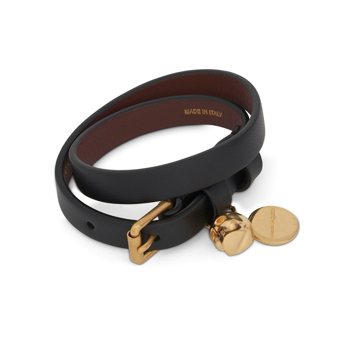 Double Skull Wrap Bracelet in Black/Gold