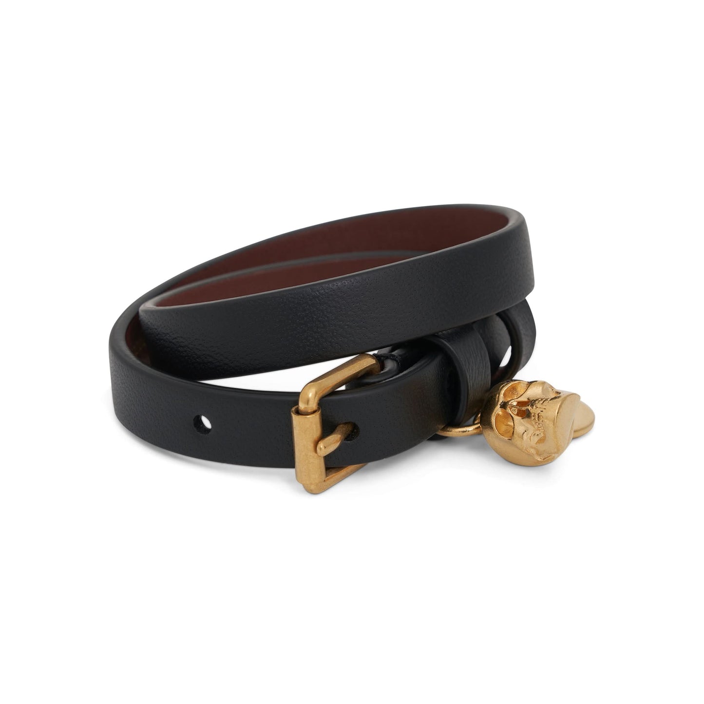 Double Skull Wrap Bracelet in Black/Gold