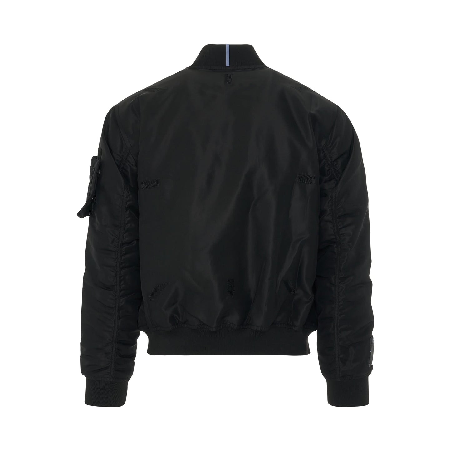 Nylon Logo Patch Bomber Jacket in Black