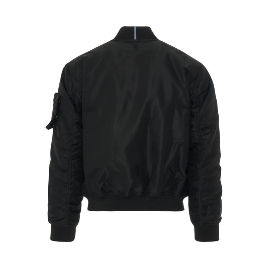 Nylon Logo Patch Bomber Jacket in Black