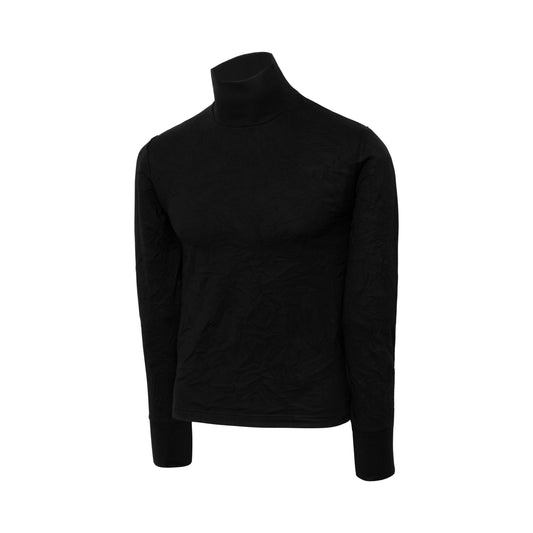 Wrinkled Turtleneck Sweater in Black