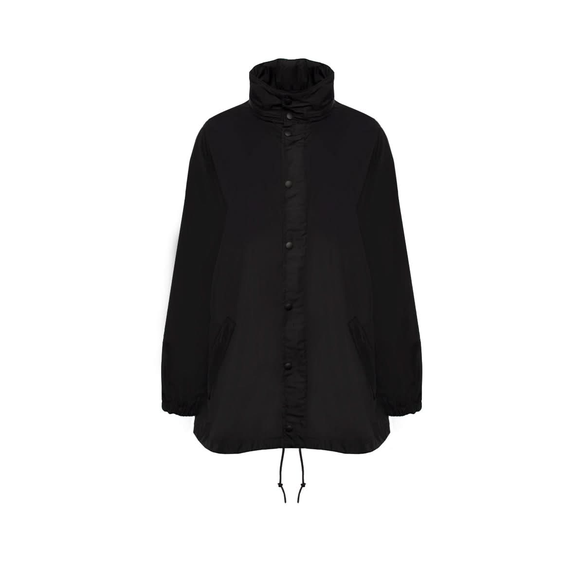 Oversize Logo Nylon Windbreaker in Black