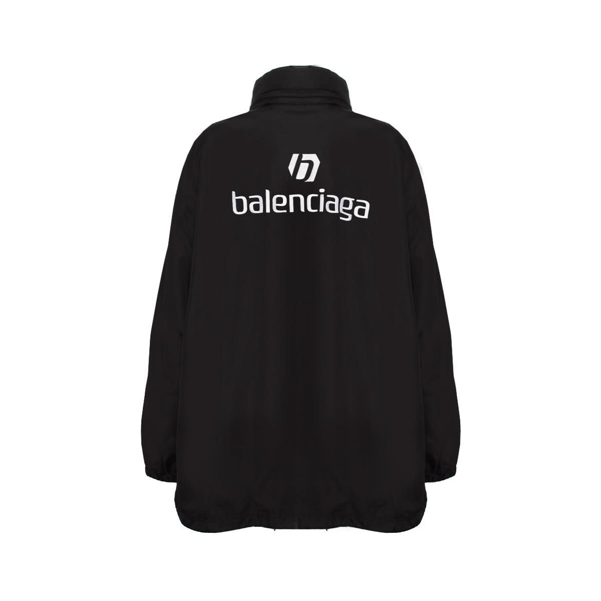 Oversize Logo Nylon Windbreaker in Black