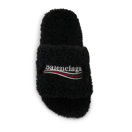 Furry Slide in Black/White