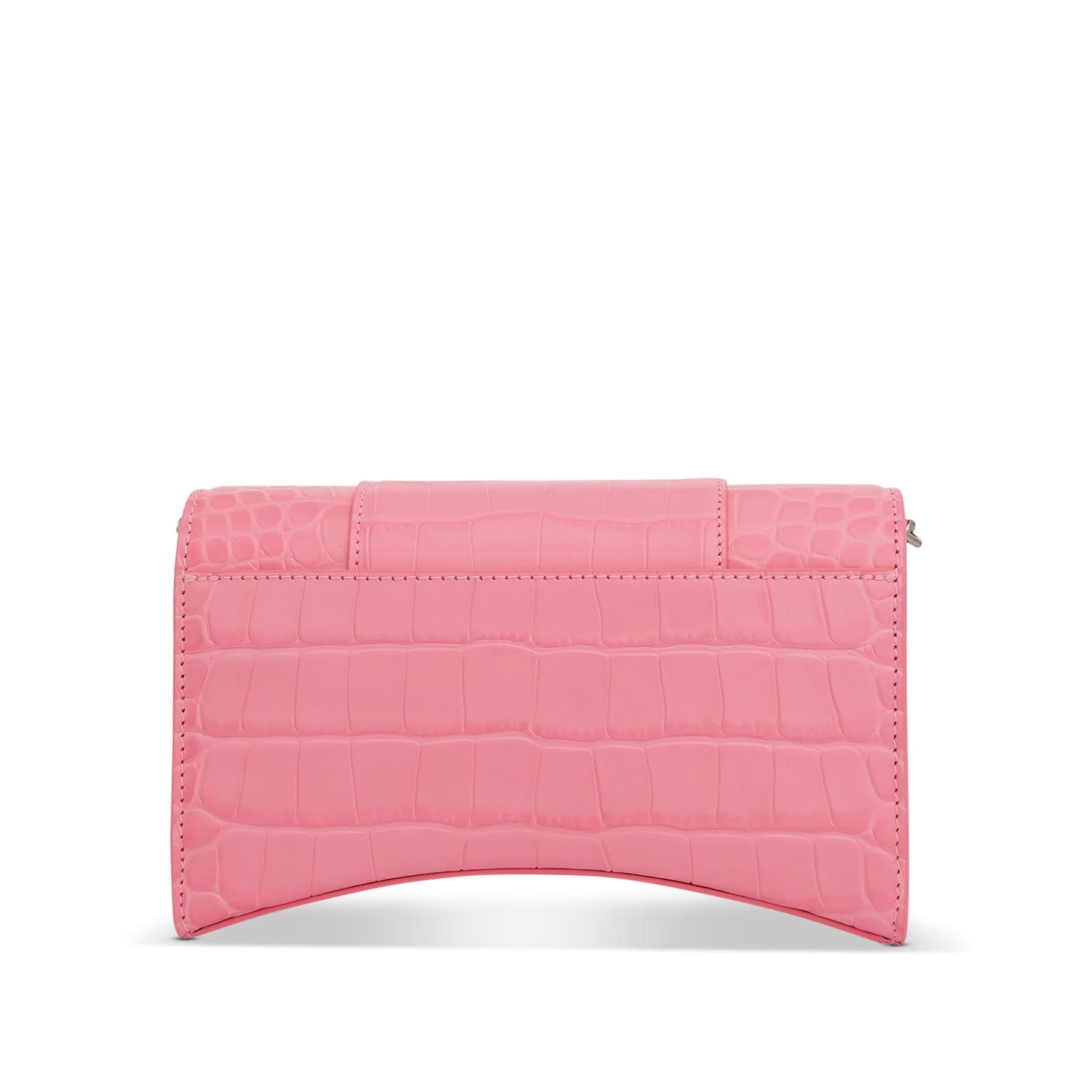 Hourglass Embossed Croco Wallet On Chain in Sweet Pink