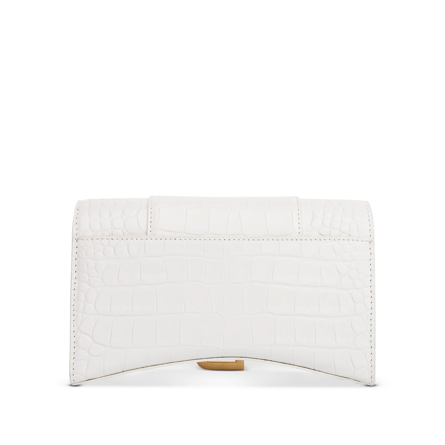 Hourglass Embossed Croco Wallet On Chain in Off White