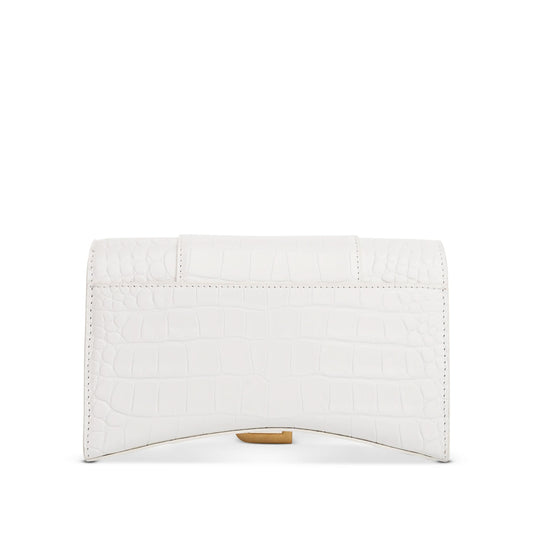 Hourglass Embossed Croco Wallet On Chain in Off White