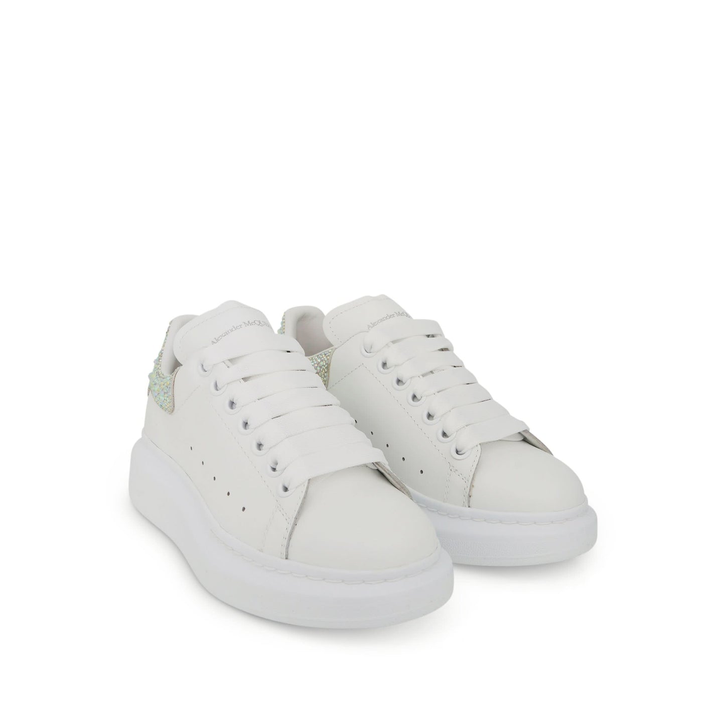 Larry Oversized Heel Sneaker in White/Crystal