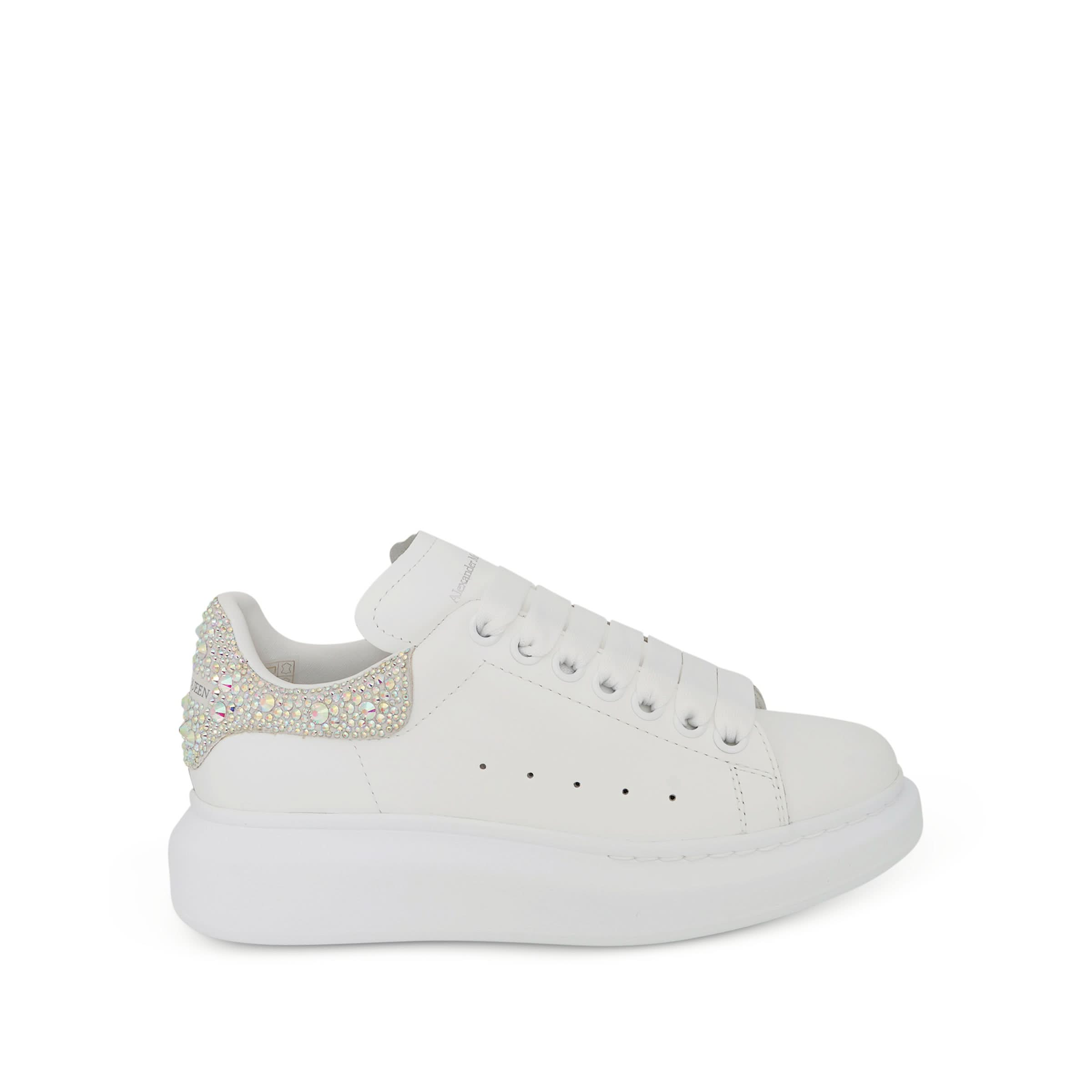 Larry Oversized Heel Sneaker in White/Crystal