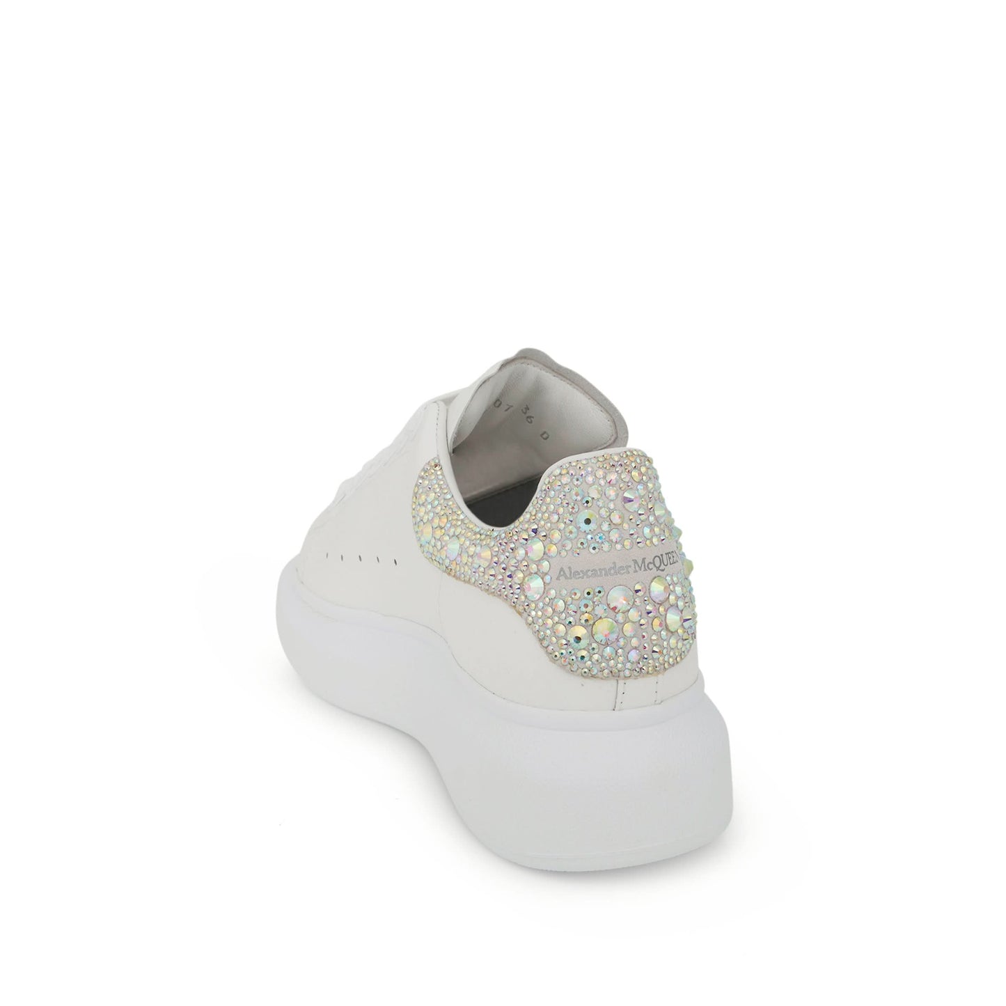 Larry Oversized Heel Sneaker in White/Crystal