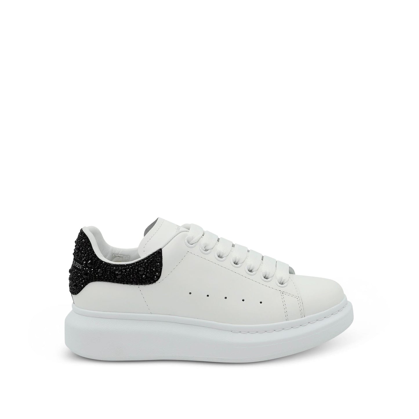 Larry Oversized Heel Sneaker in White/Black Crystal