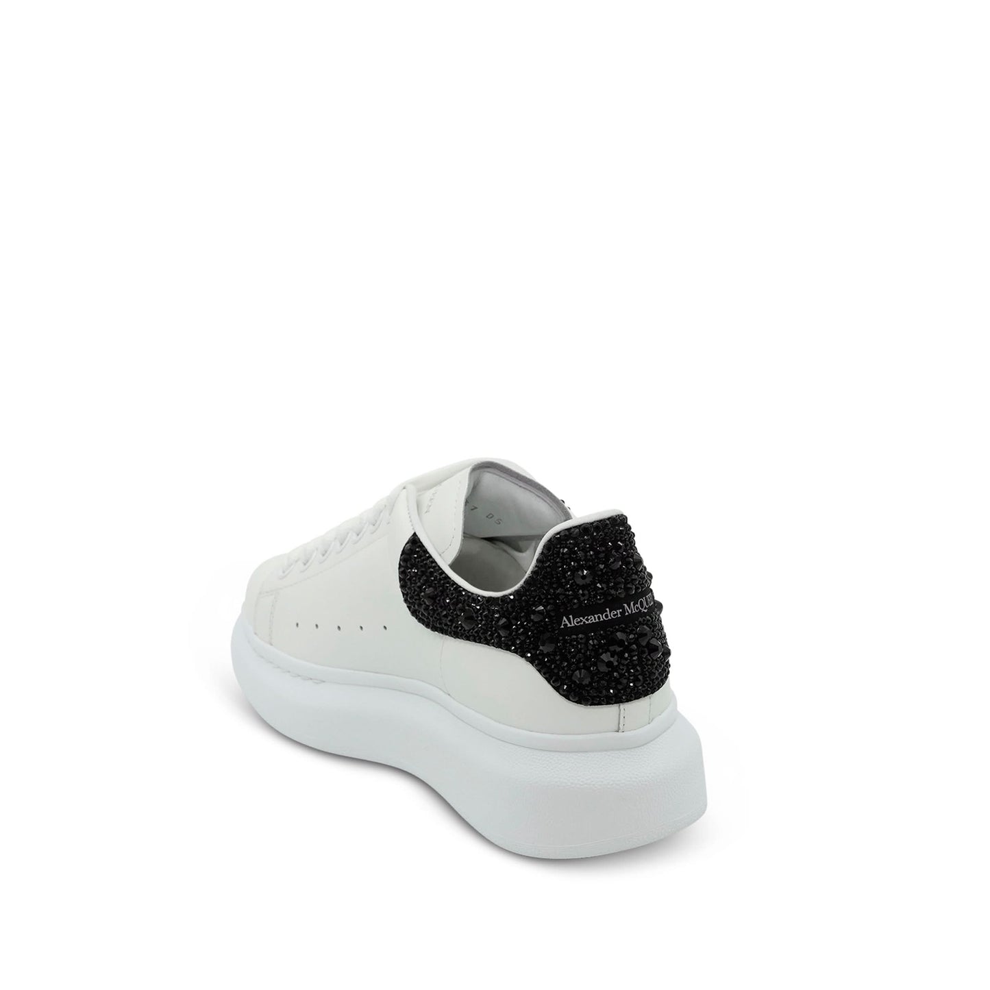 Larry Oversized Heel Sneaker in White/Black Crystal