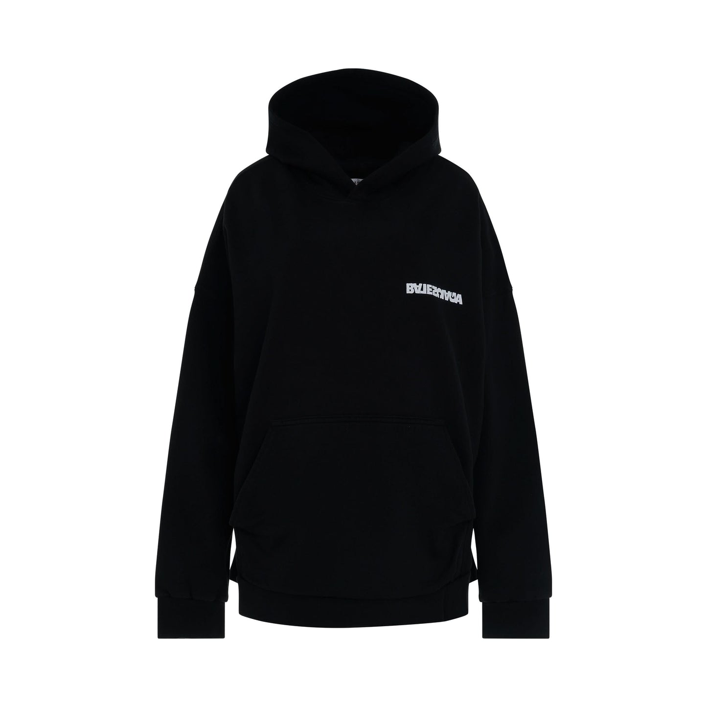 Embroidered Turn Logo Wide Fit Hoodie Washed Black