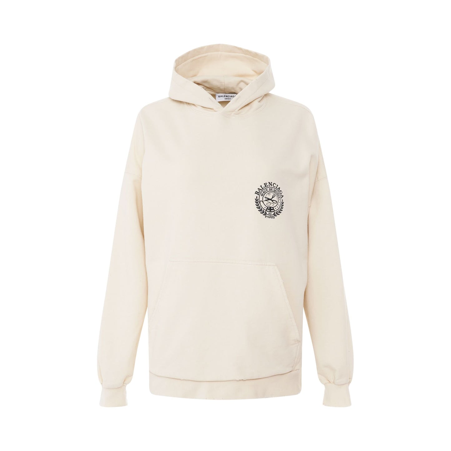 Scissors Crest Embroidered Wide Fit Hoodie in Cream