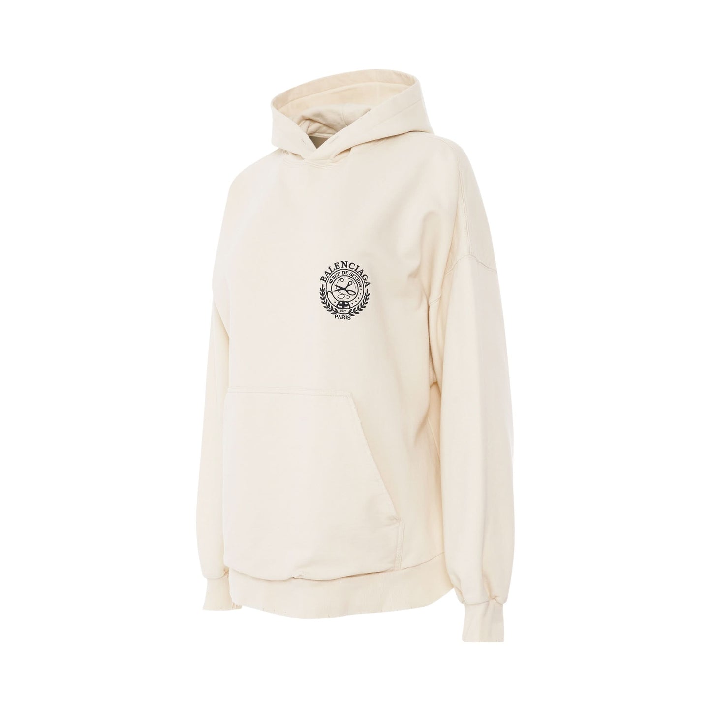 Scissors Crest Embroidered Wide Fit Hoodie in Cream