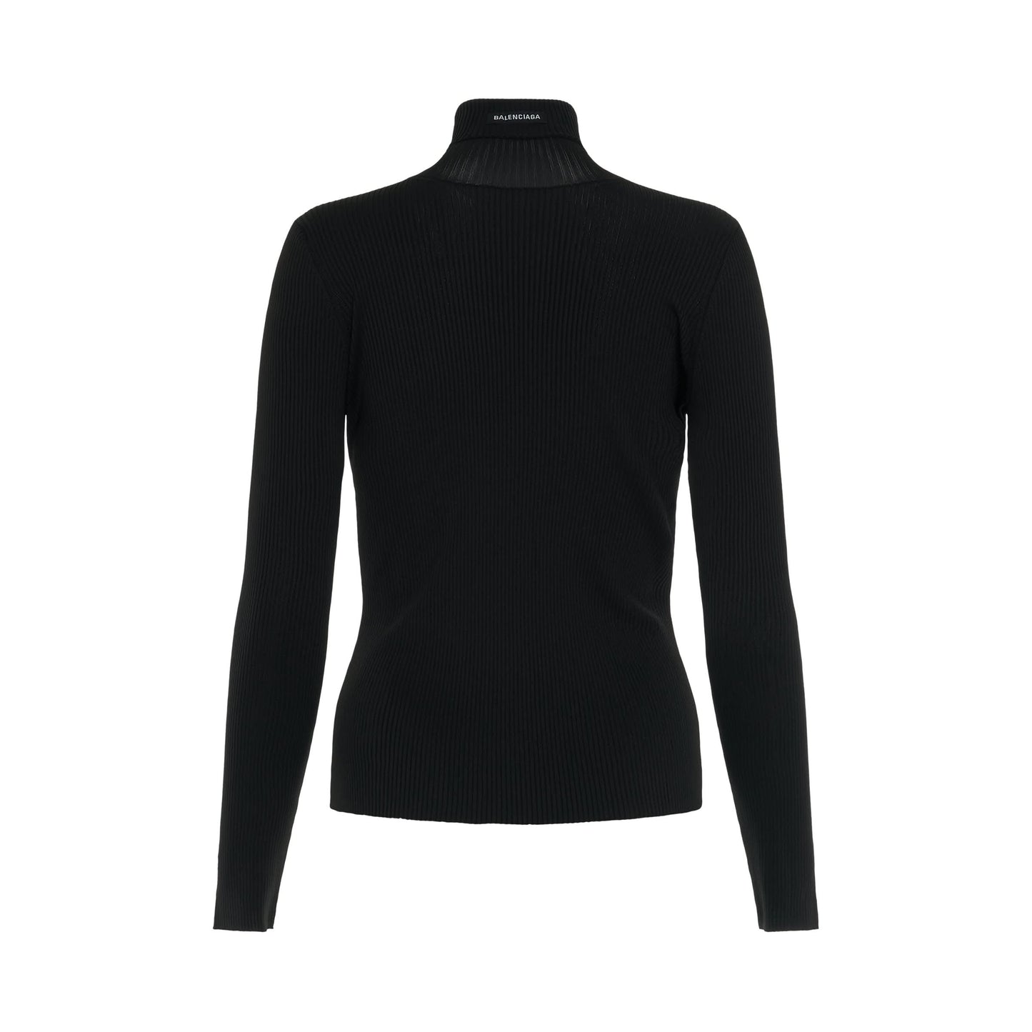 Fitted Rib Turtleneck Knitwear in Black