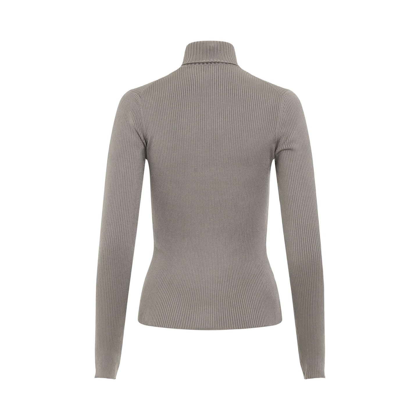 Long Sleeve Fitted Rib Knit Turtleneck in Grey