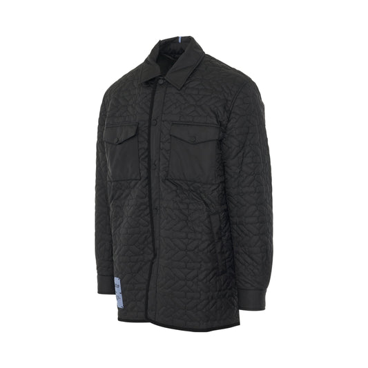 Quilted Patch Overshirt in Black