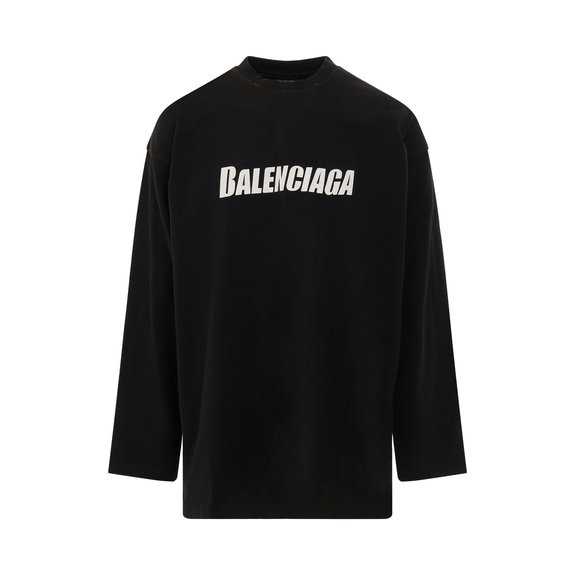 Long Sleeves Oversized T-Shirt in Black/White