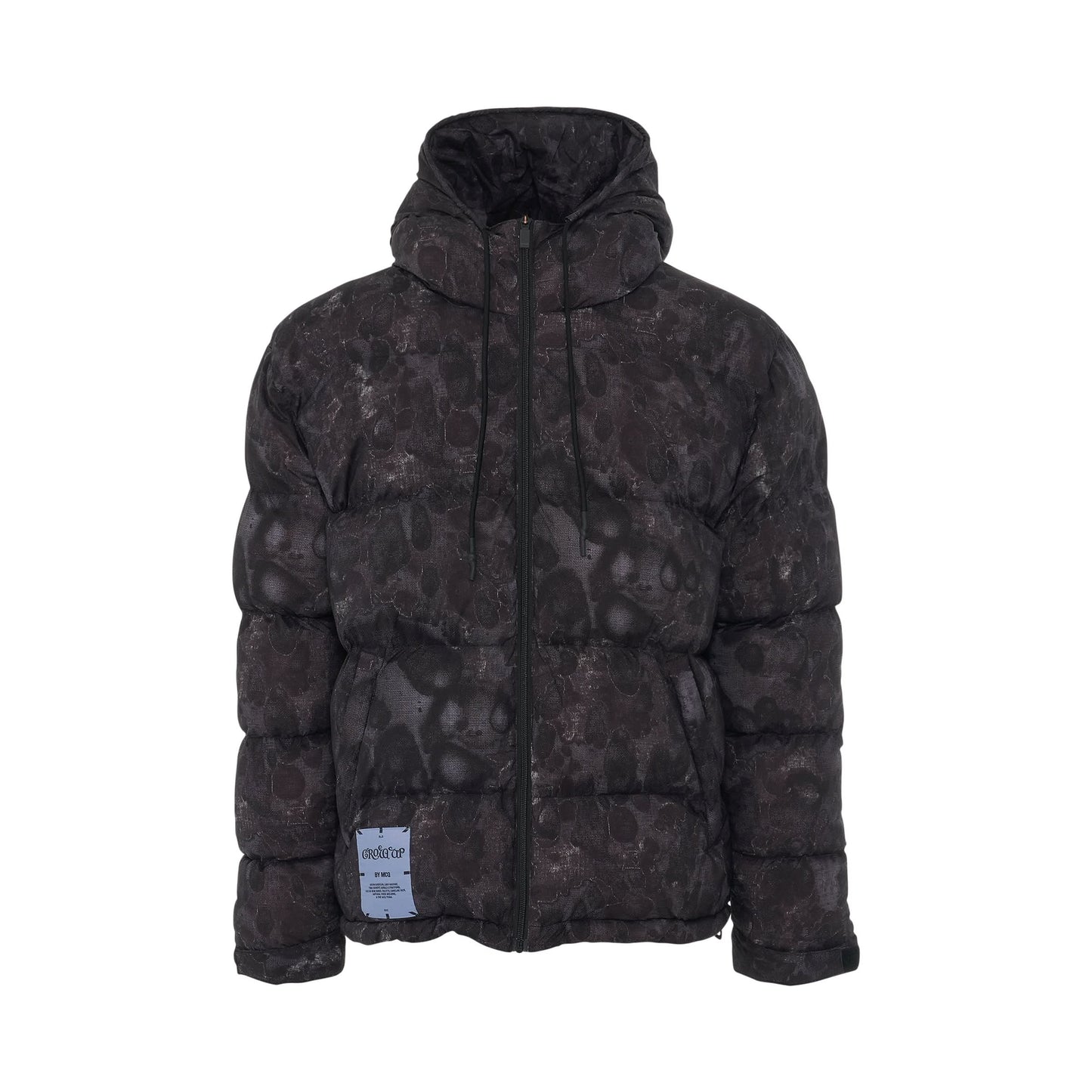 Printed Ripstop Gyo Puffer Jacket in Black Mottle