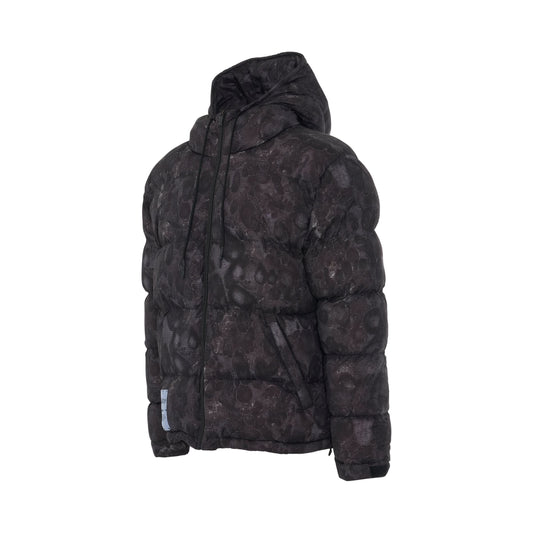 Printed Ripstop Gyo Puffer Jacket in Black Mottle