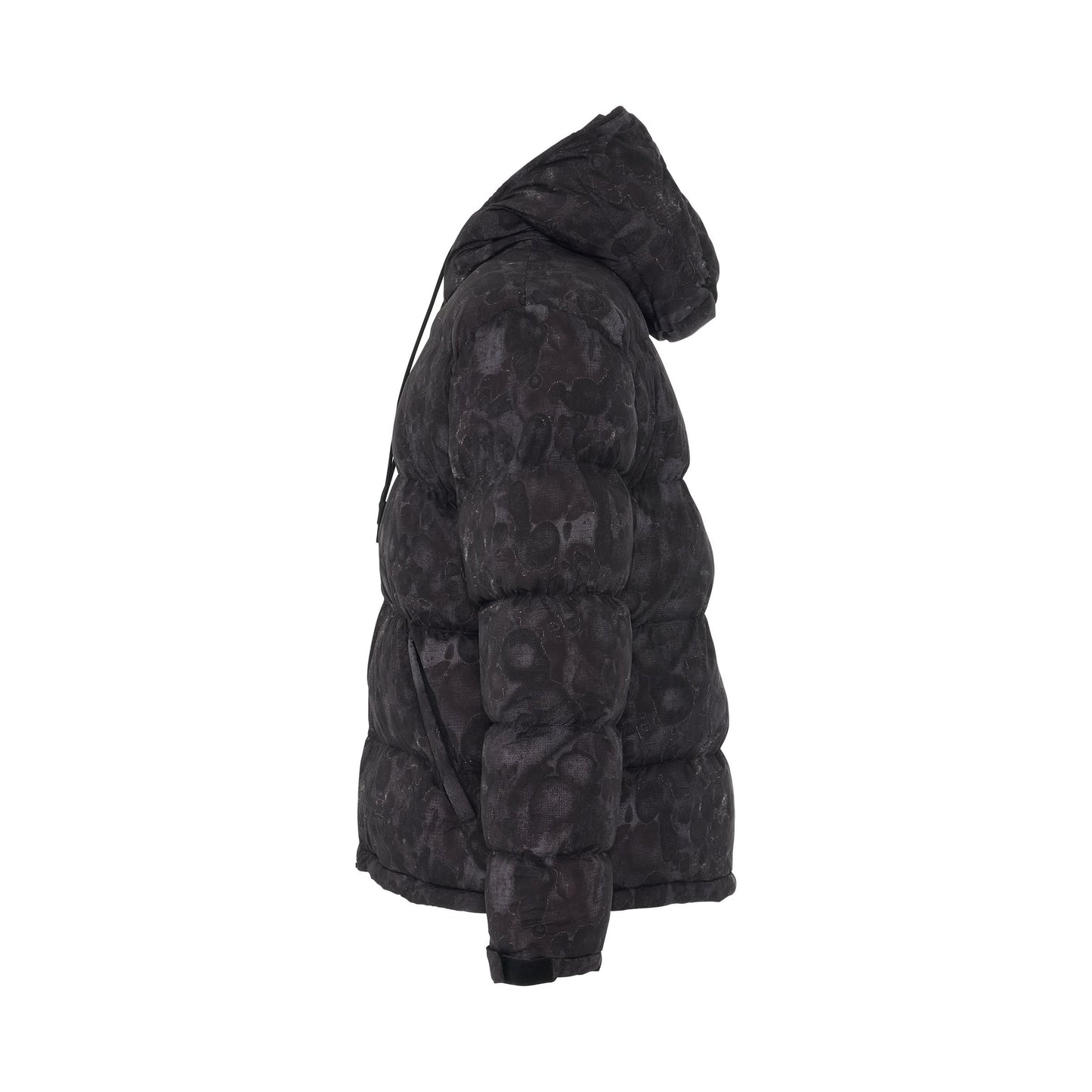 Printed Ripstop Gyo Puffer Jacket in Black Mottle