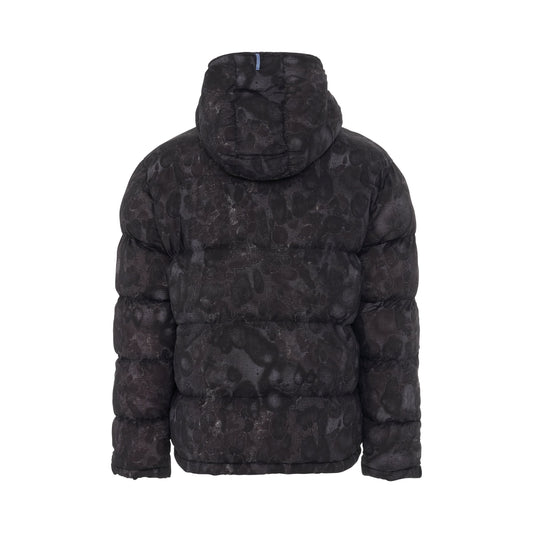 Printed Ripstop Gyo Puffer Jacket in Black Mottle