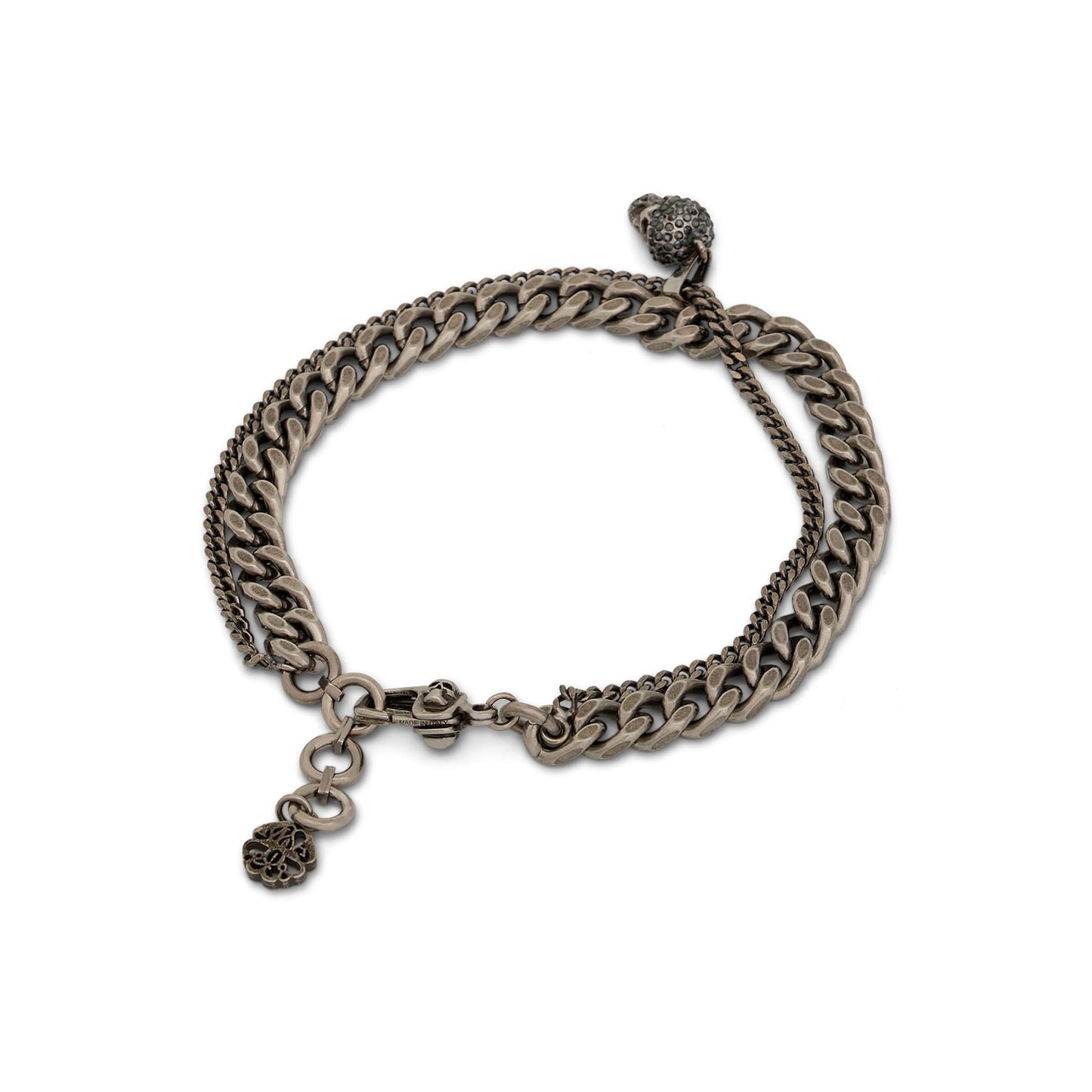 Pave Skull Chain Bracelet in Silver