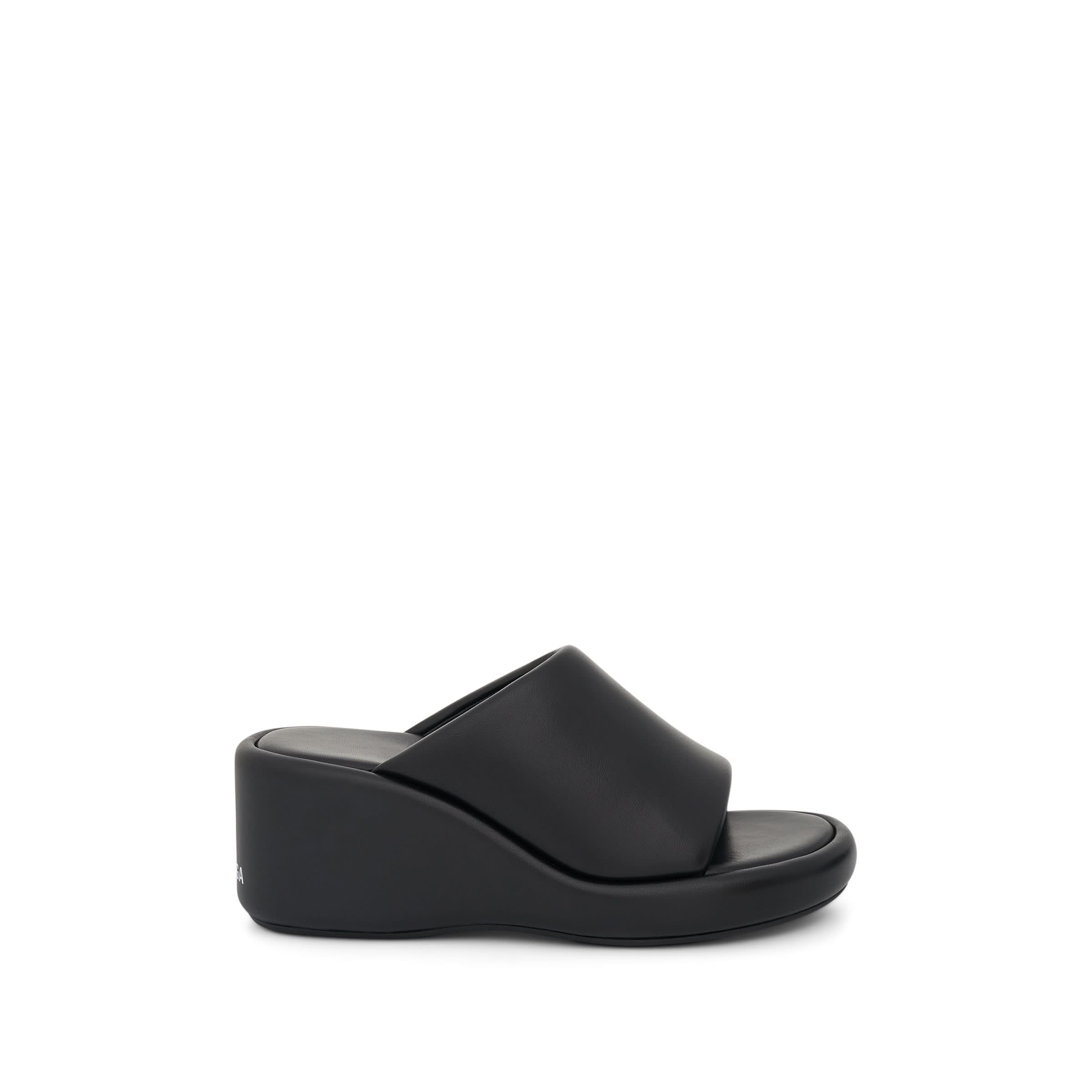 Logo Rise Wedge Sandal in Black/White