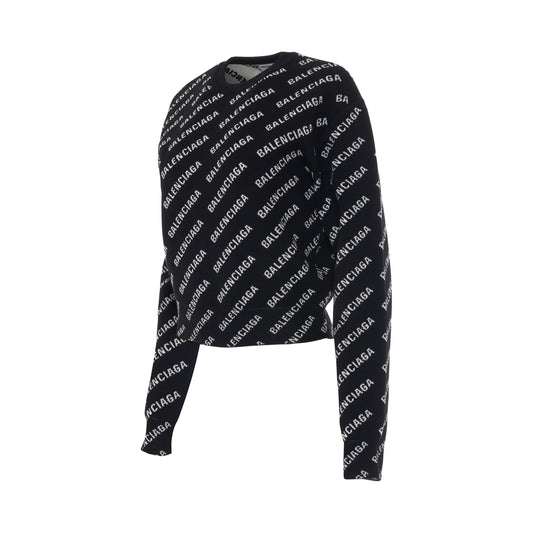 Mini Allover Logo Knit Sweater Black/White