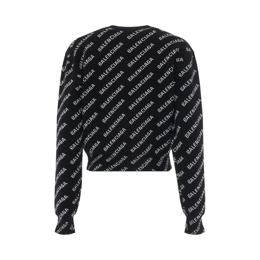 Mini Allover Logo Knit Sweater Black/White