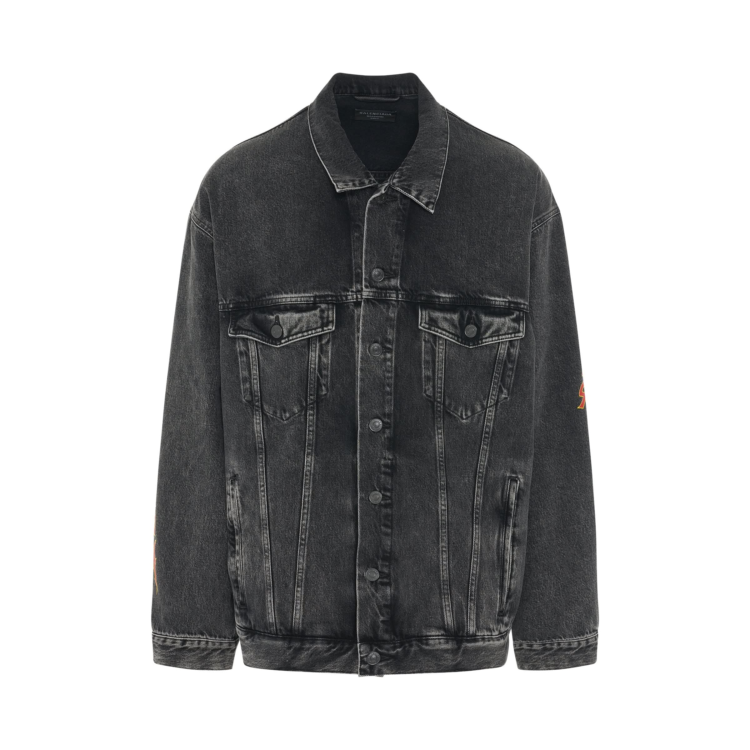 Organic Japanese Oversized Denim Jacket in Washed Black