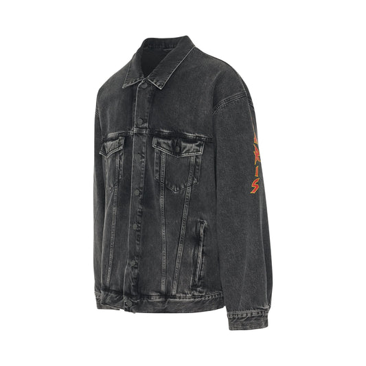 Organic Japanese Oversized Denim Jacket in Washed Black