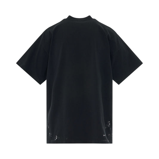 Metal Print Vintage Jersey Oversized T-Shirt in Washed Black