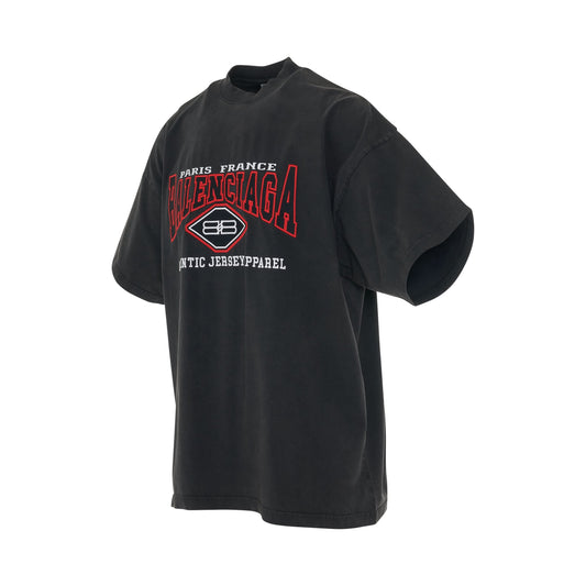 B Authentic Embroidered Vintage Jersey Oversized T-Shirt in Black