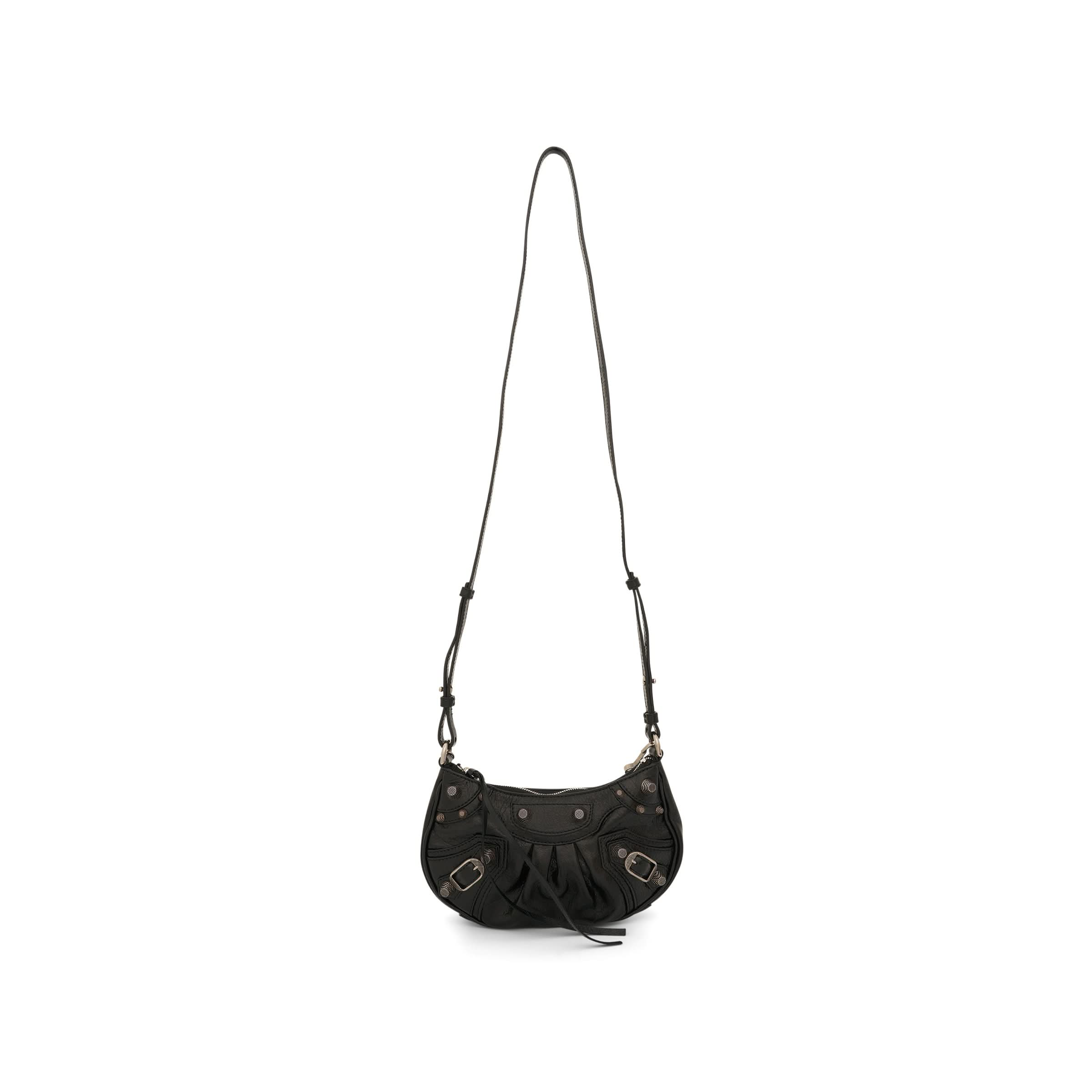 Le Cagole Mini Lambskin Bag with Chain in Black