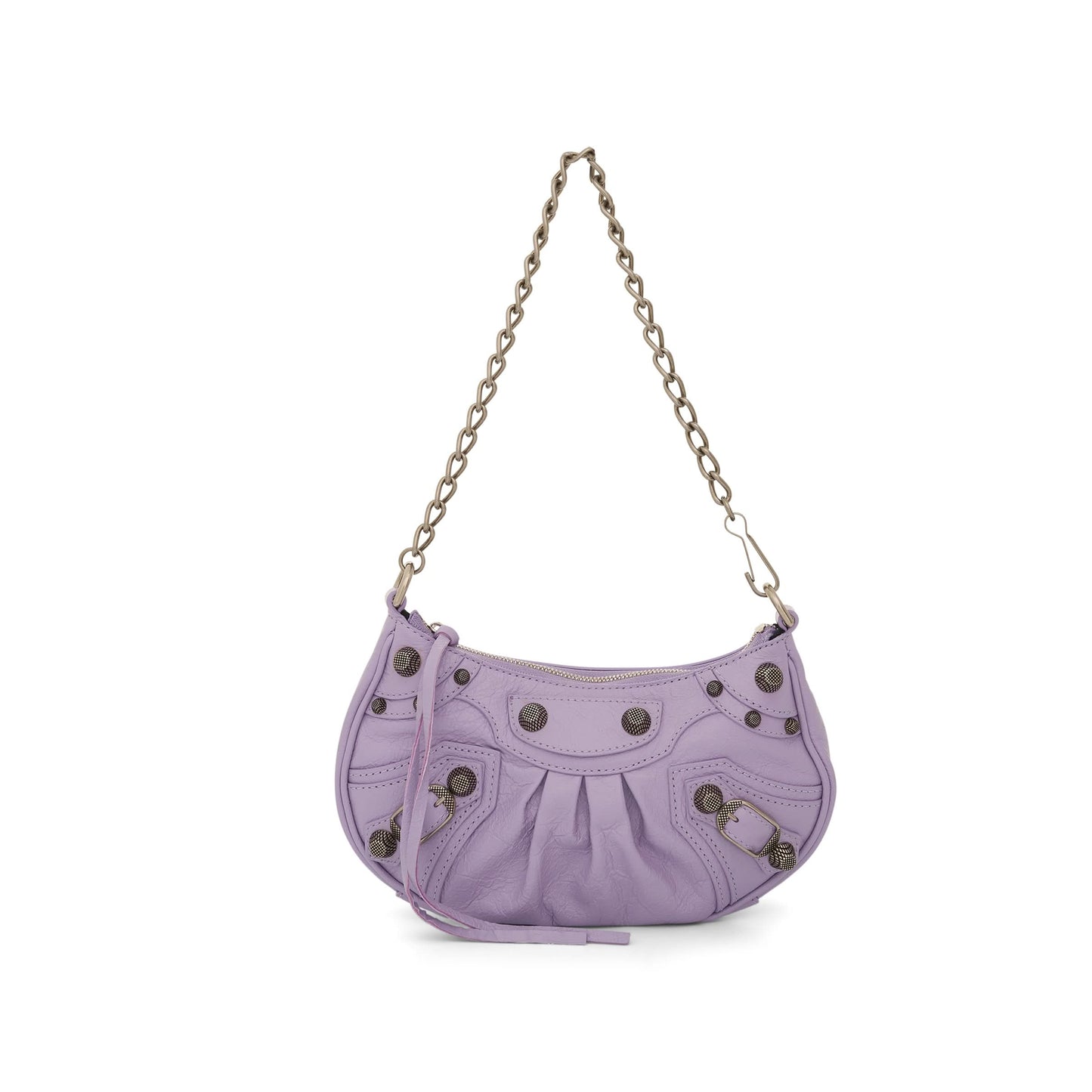 Le Cagole Mini Lambskin Bag with Chain in Lilac