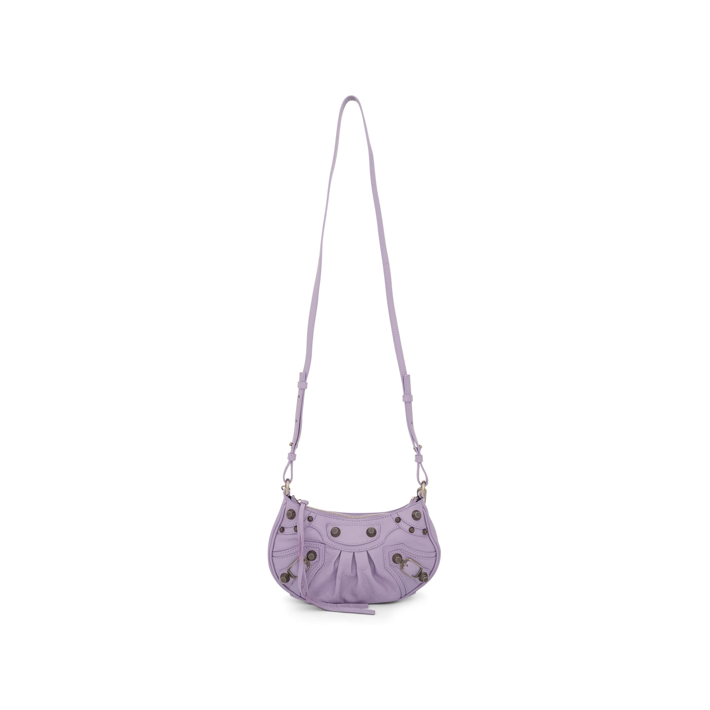 Le Cagole Mini Lambskin Bag with Chain in Lilac