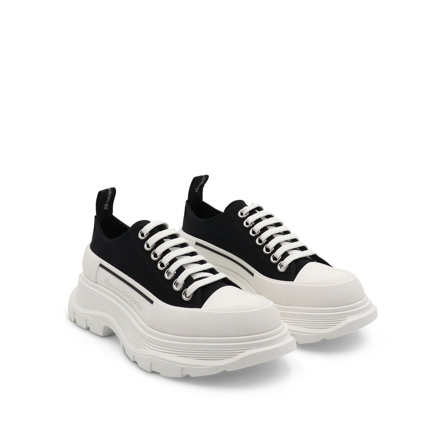 Tread Slick Canvas Lace-Up Shoes in Black/White