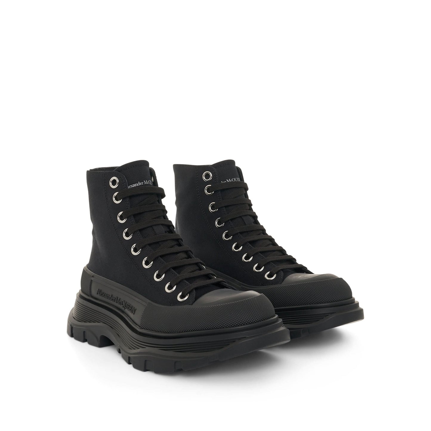 Tread Slick Canvas Lace-Up Boots in Black/Black