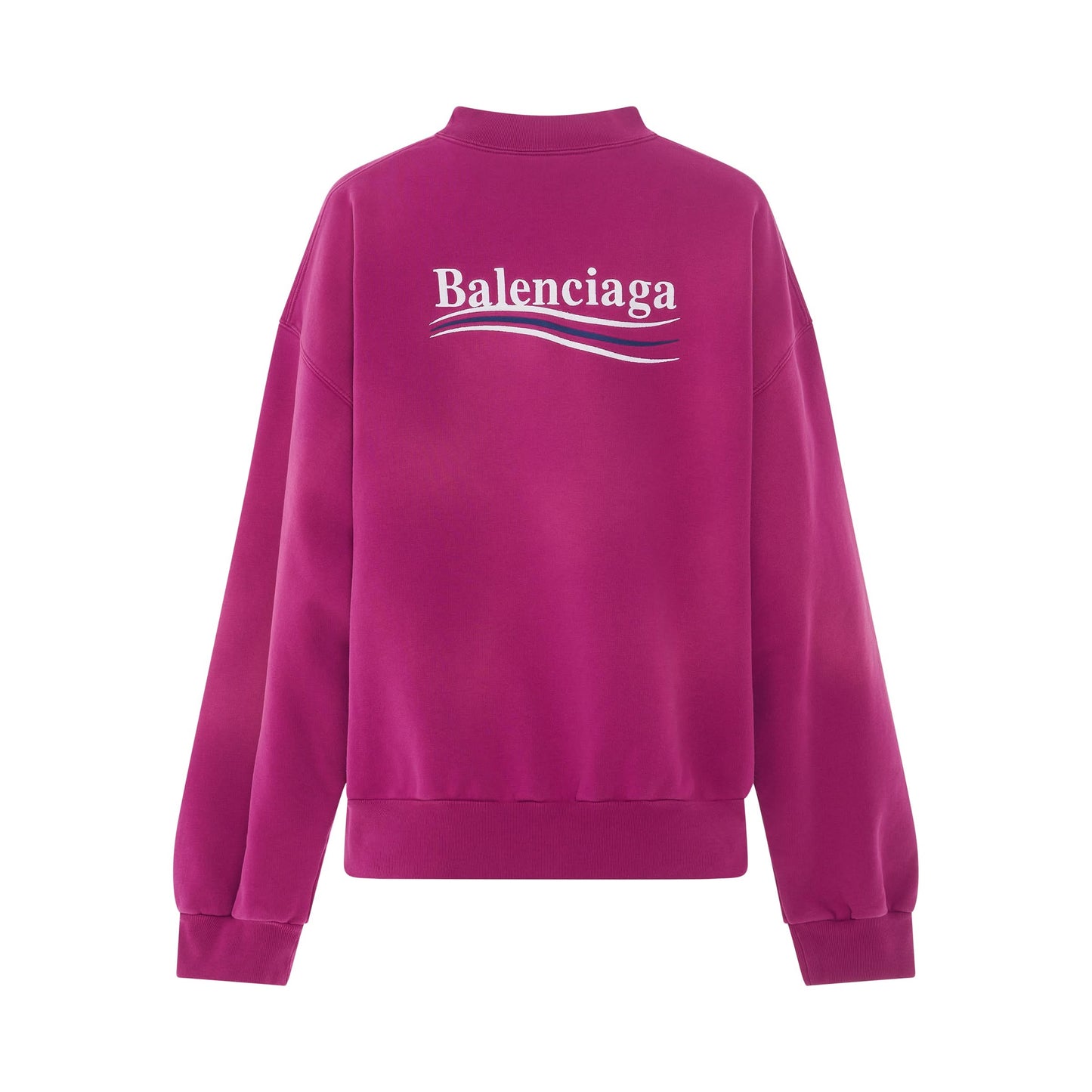 Embroidered Political Campaign Regular Crewneck in Dark Fucshia