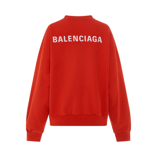 Back Logo Regular Crewneck in Bright Red