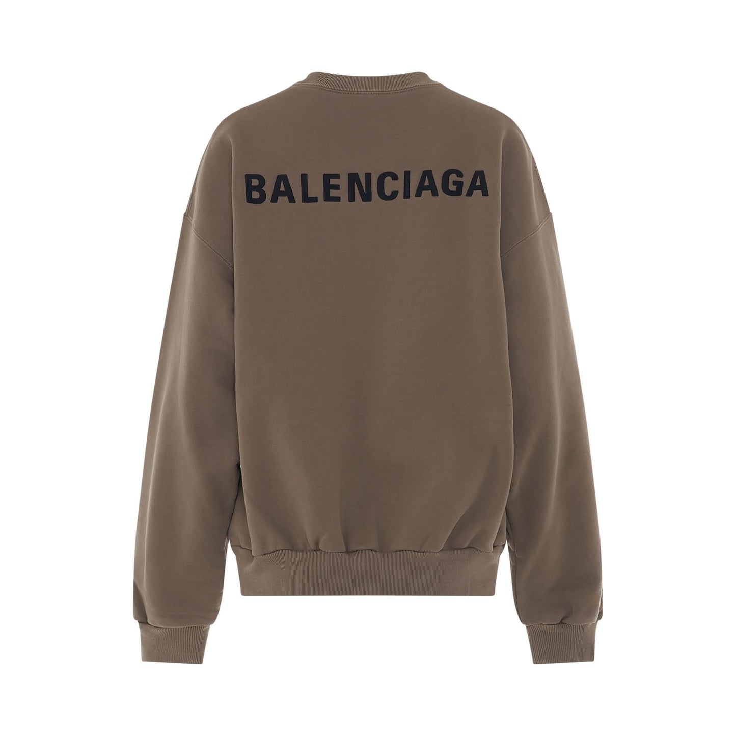 Fleece Back Logo Regular Crewneck in Taupe