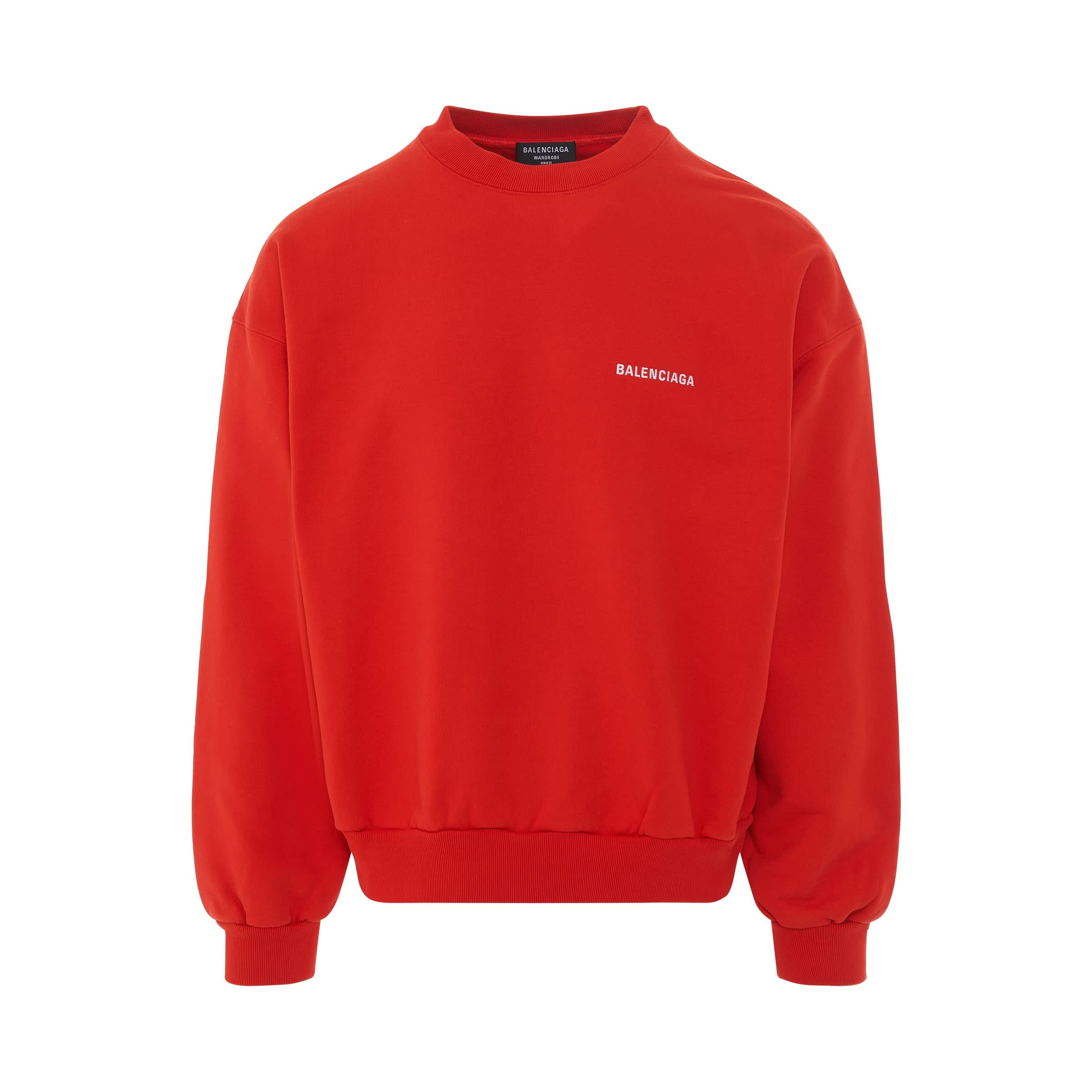 Logo Regular Crewneck in Bright Red/White