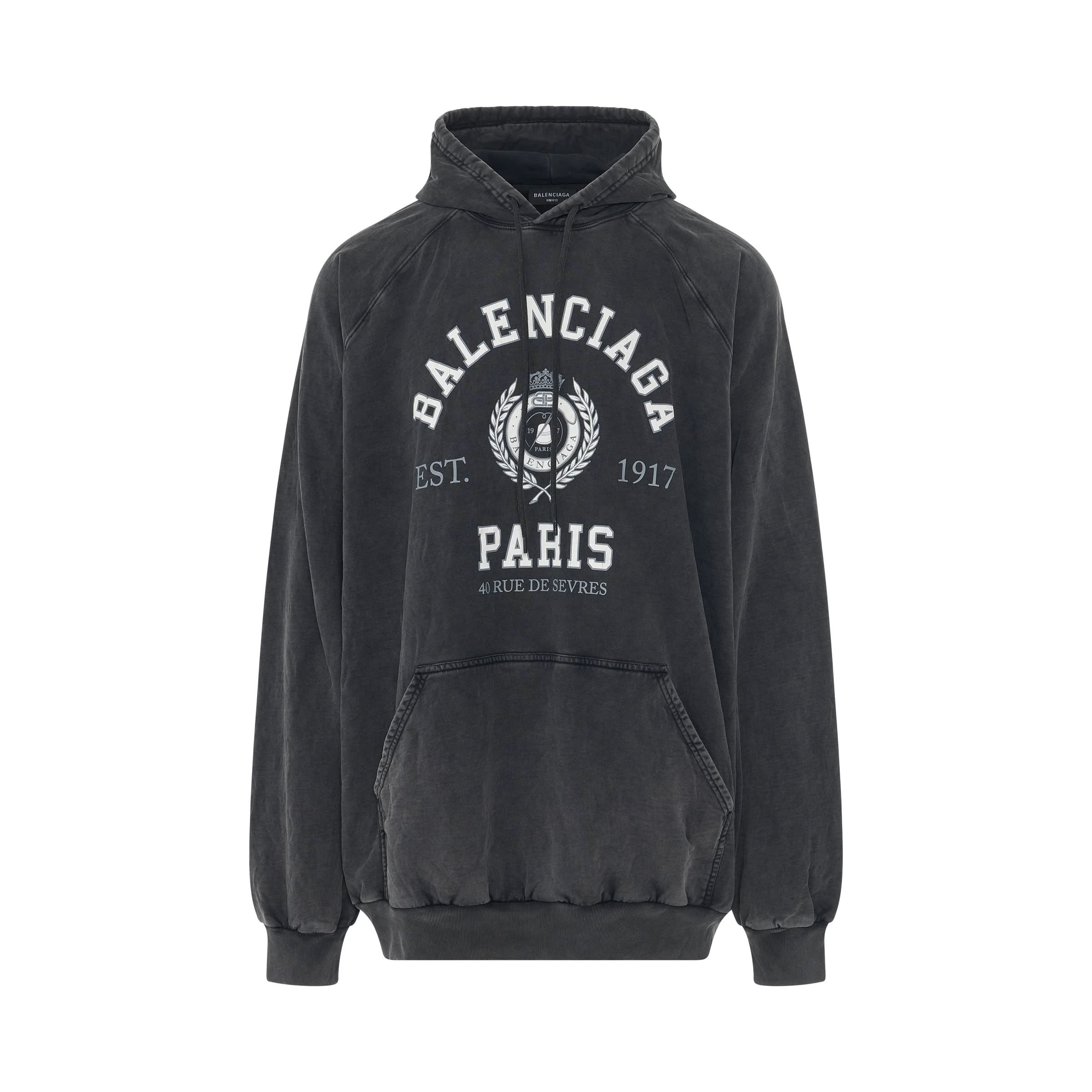 College 1917 Fleece Oversized Hoodie in Black