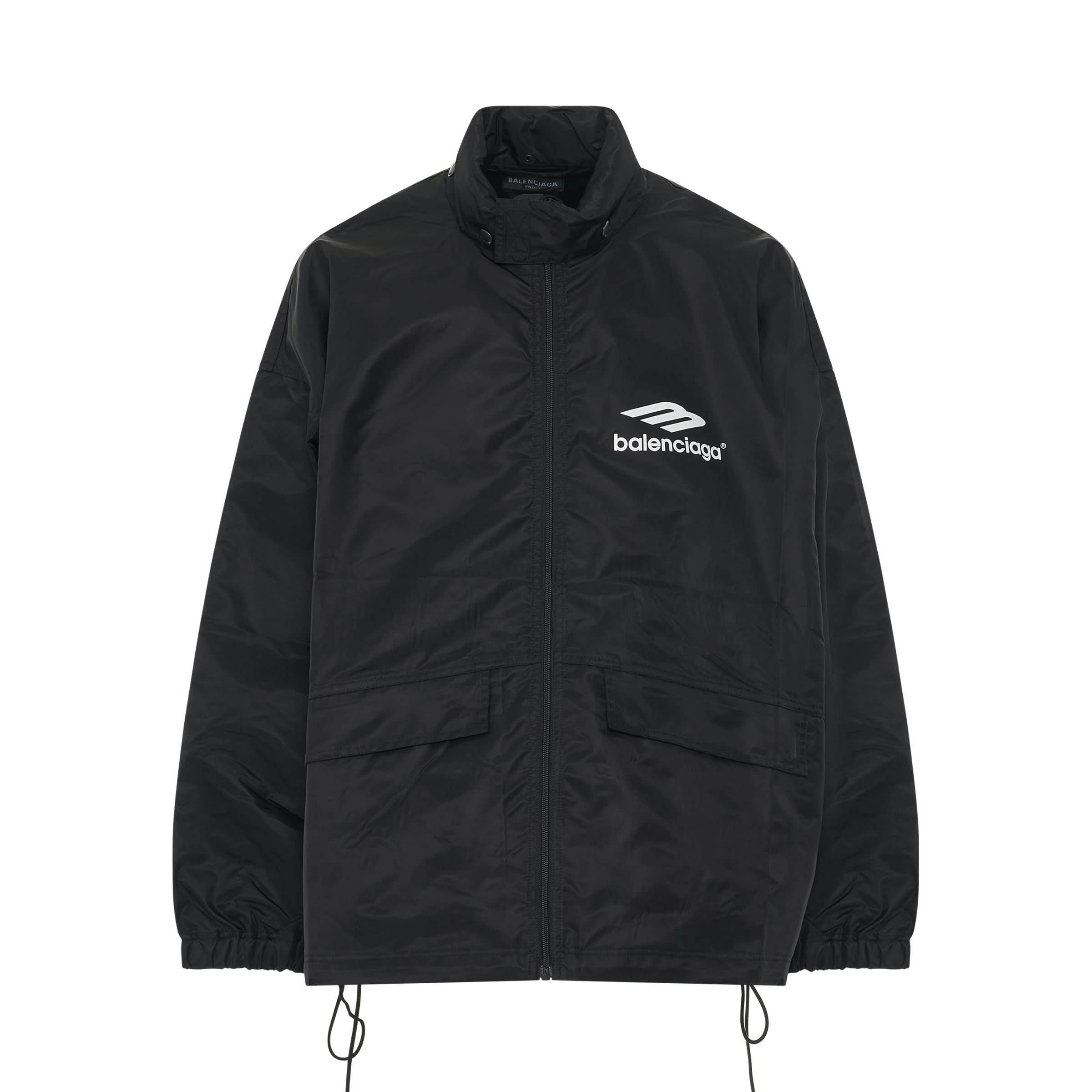 Nylon Pleated Windbreaker in Black