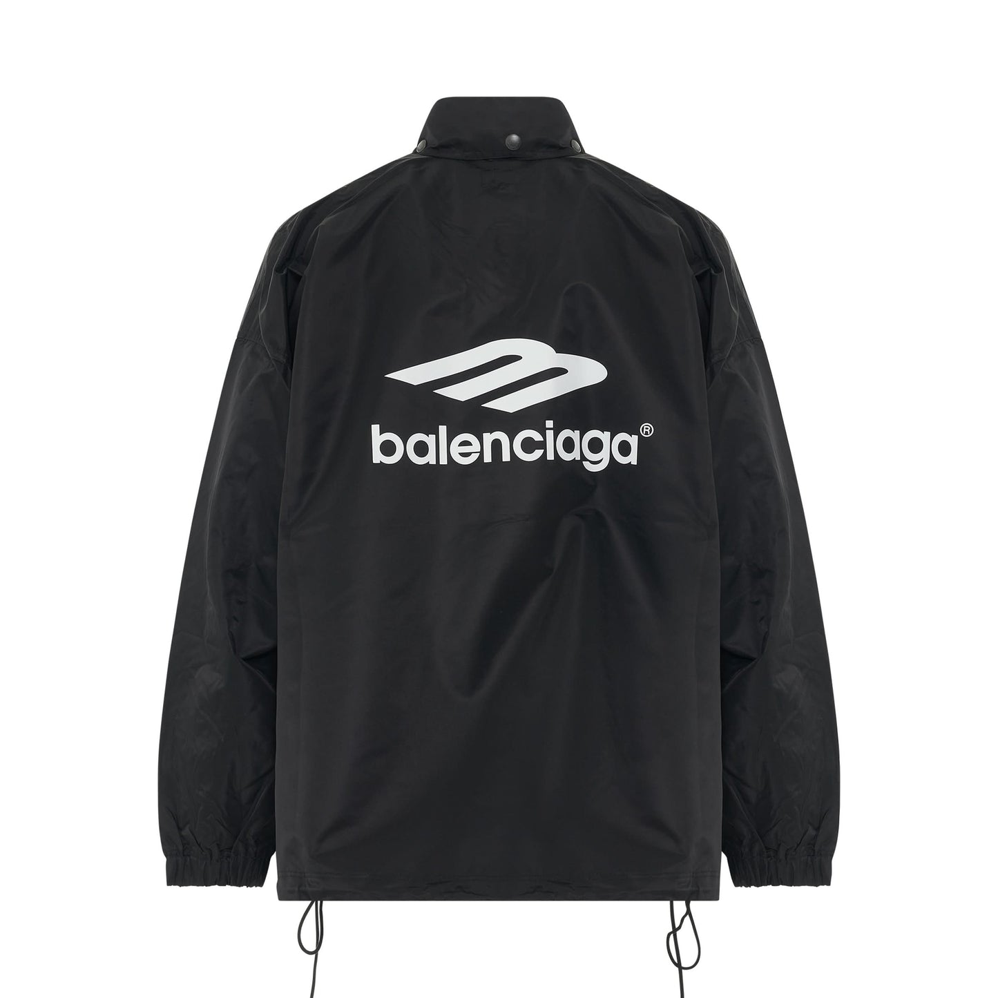 Nylon Pleated Windbreaker in Black