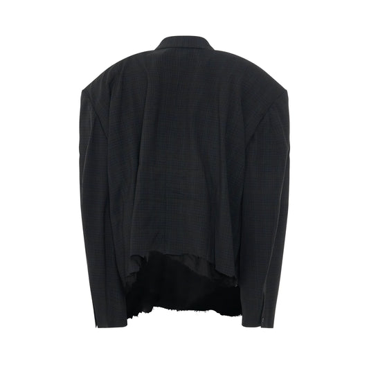 Shadow Check Tailoring Cropped Blazor in Black/Navy